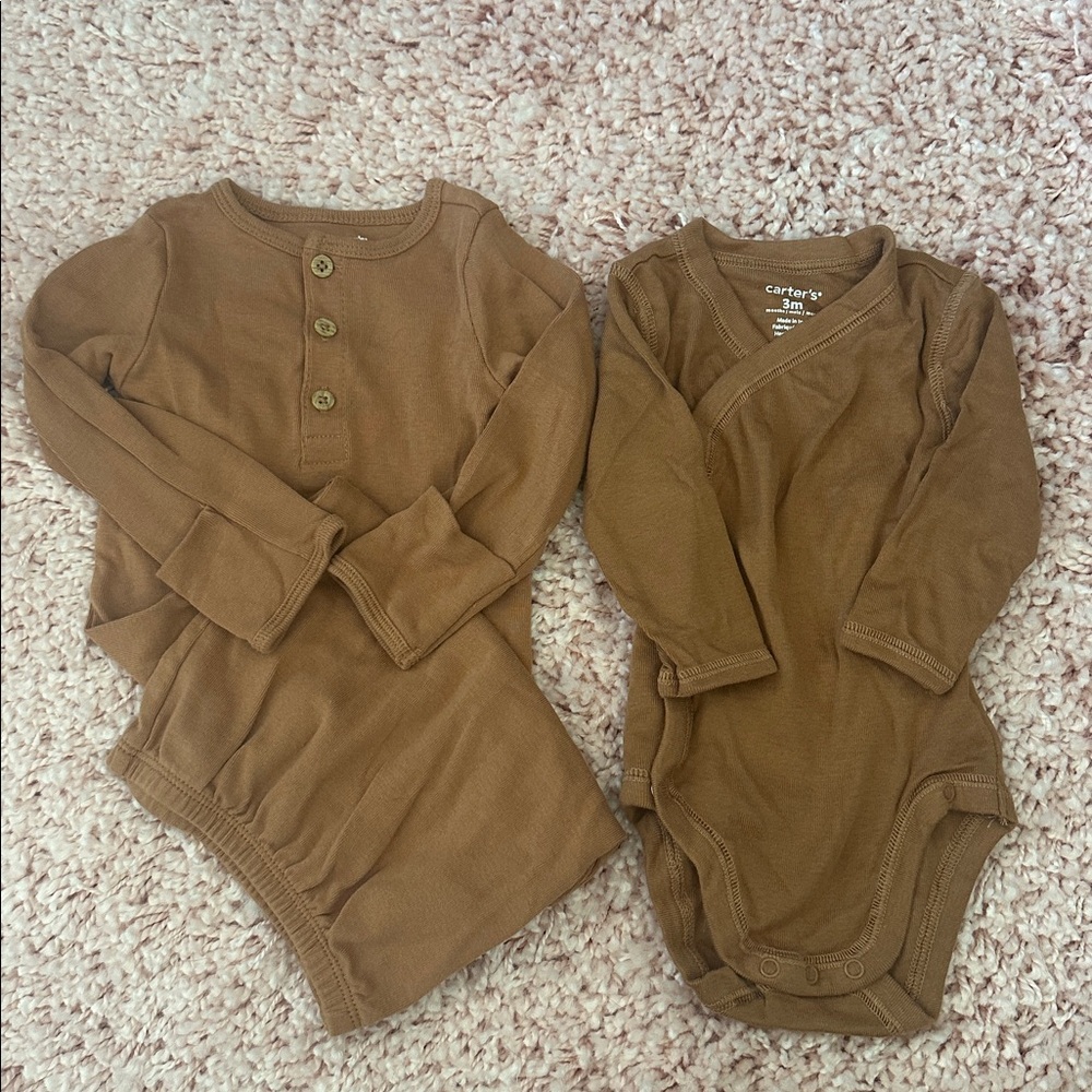 Carters Brown Baby Bodysuits Set